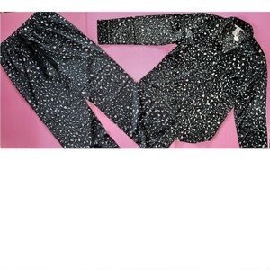 Victoria's Secret PJ SET XS shirt pants ANIMAL PRINT gray black pink Pajamas